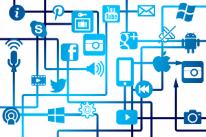 Netzwerk Symbole Blau