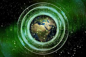 Digital umringte Welt