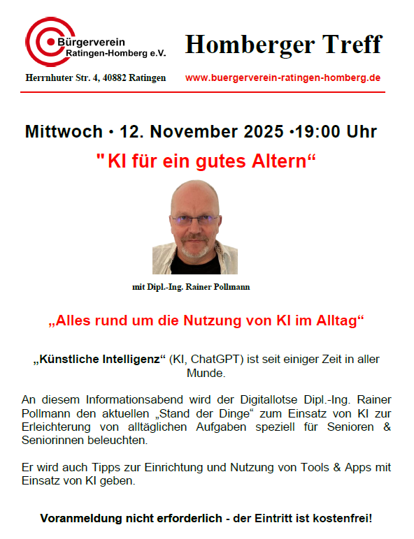 KI fuer ein gutes Altern - Vortragsankuendigung